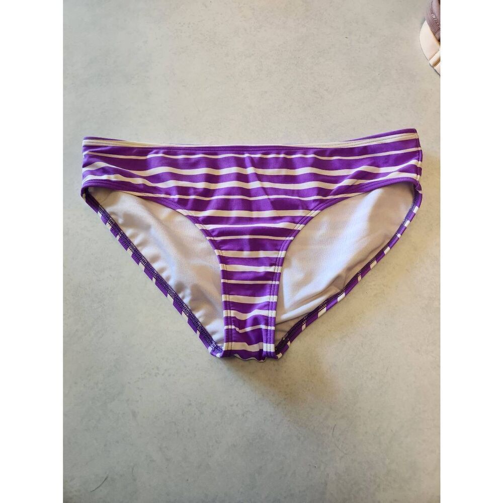 Lands End Kids Girls Size 16+ 16 Plus Purple Stripe Bikini Bottom Swim